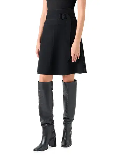Akris punto Women's Belted Stretch Wool A-Line Skirt | Thumbnail 3