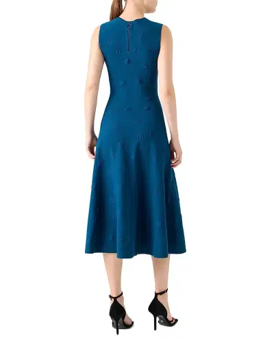 Akris punto Women's 3D Dot Knit Fit & Flare Midi-Dress - Teal | Thumbnail 4 Akris punto Women's 3D Dot Knit Fit & Flare Midi-Dress - Teal | Thumbnail 4