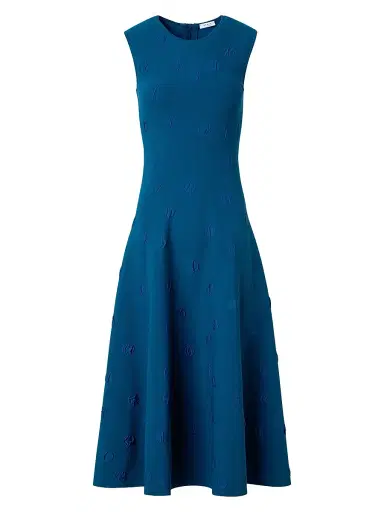 Akris punto Women's 3D Dot Knit Fit & Flare Midi-Dress - Teal | Thumbnail 1 Akris punto Women's 3D Dot Knit Fit & Flare Midi-Dress - Teal | Thumbnail 1