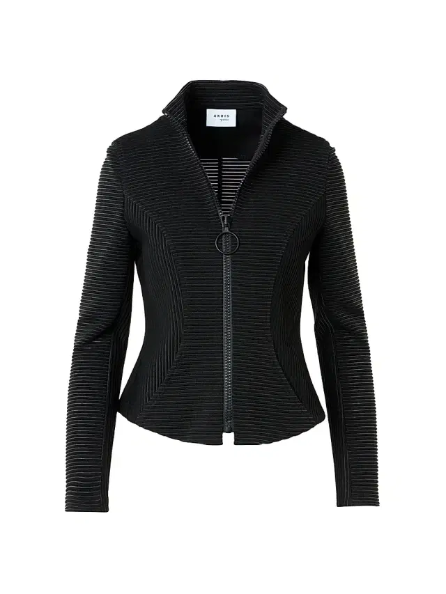 Akris punto Women's Ottoman Wool-Blend Jersey Zip Jacket - Black