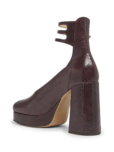 Chloé Women's Loti 100MM Snakeskin-Embossed Leather Platform Pumps - Evening Purple | Thumbnail 3