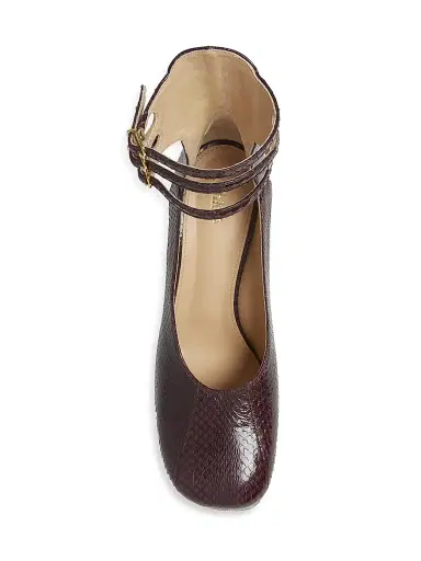 Chloé Women's Loti 100MM Snakeskin-Embossed Leather Platform Pumps - Evening Purple | Thumbnail 4