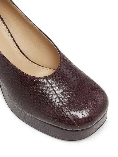 Chloé Women's Loti 100MM Snakeskin-Embossed Leather Platform Pumps - Evening Purple | Thumbnail 5