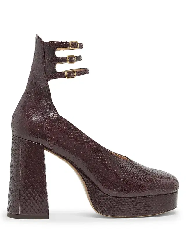 Women's Loti 100MM Snakeskin-Embossed Leather Platform Pumps - Evening Purple