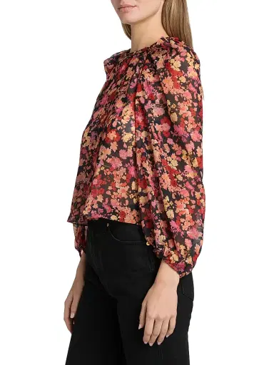 Kika Vargas Women's Hitomi Floral Chiffon Linen Top - Navy | Thumbnail 4 Kika Vargas Women's Hitomi Floral Chiffon Linen Top - Navy | Thumbnail 4