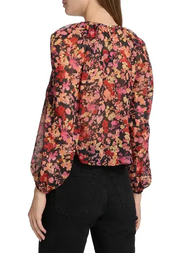 Kika Vargas Women's Hitomi Floral Chiffon Linen Top - Navy | Thumbnail 5 Kika Vargas Women's Hitomi Floral Chiffon Linen Top - Navy | Thumbnail 5