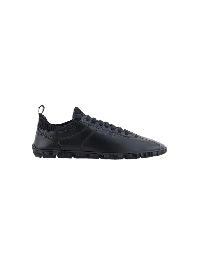 Giorgio Armani Men's Leather Knit-Lining Low-Top Sneakers - Black