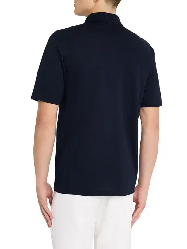 Ferragamo Men's Gancini Jacquard-Trim Cotton Pique Polo Shirt | Thumbnail 4 Ferragamo Men's Gancini Jacquard-Trim Cotton Pique Polo Shirt | Thumbnail 4