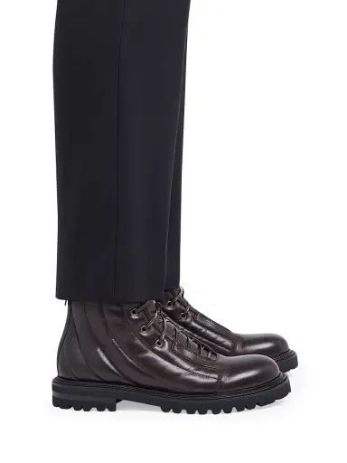 Giorgio Armani Men's Quilted Leather Combat Boots | Thumbnail 4 Giorgio Armani Men's Quilted Leather Combat Boots | Thumbnail 4