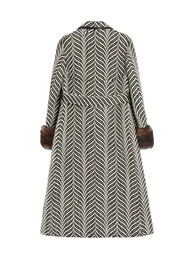 Valentino Garavani Women's Wool Cloth Coat with Fauve Eclat Animal Print - Butter Black - Size 2 | Thumbnail 2 Valentino Garavani Women's Wool Cloth Coat with Fauve Eclat Animal Print - Butter Black - Size 2 | Thumbnail 2