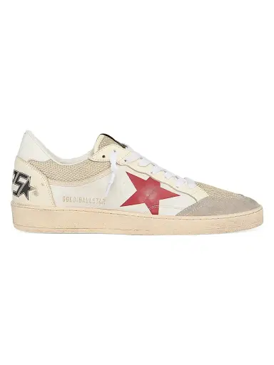 Golden Goose Men's Ball Star Mesh & Leather Low-Top Sneakers - Beige | Thumbnail 1 Golden Goose Men's Ball Star Mesh & Leather Low-Top Sneakers - Beige | Thumbnail 1