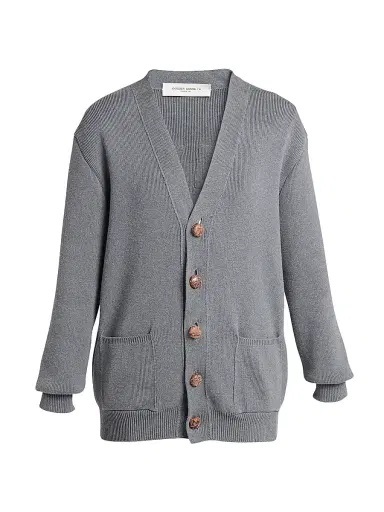 Golden Goose Women's Golden Knit Logo Cardigan - Dark Grey | Thumbnail 1 Golden Goose Women's Golden Knit Logo Cardigan - Dark Grey | Thumbnail 1