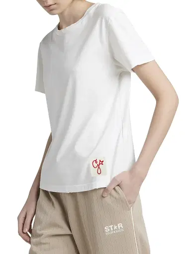Golden Goose Women's Golden Distressed Cotton T-Shirt - White - Size XXS | Thumbnail 6 Golden Goose Women's Golden Distressed Cotton T-Shirt - White - Size XXS | Thumbnail 6