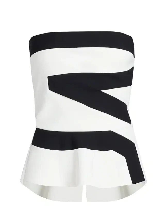 Chiara Boni La Petite Robe Women's Gabry Striped Strapless Top - Bianco Nero