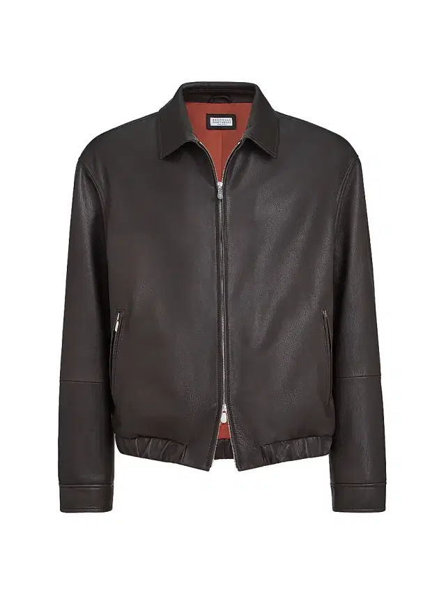 Brunello Cucinelli Men's Nappa Leather Outerwear Jacket - Chocolate