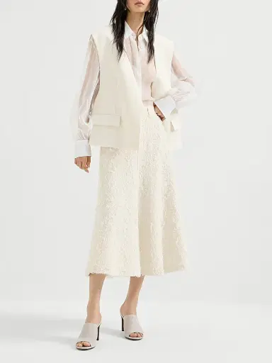 Brunello Cucinelli Women's Crispy Silk Shirt - White | Thumbnail 6