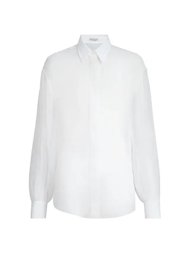 Women's Crispy Silk Shirt - White Women's Crispy Silk Shirt - White