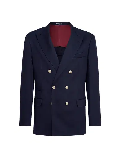 Brunello Cucinelli Men's Délavé Silk and Linen Twill One and a Half Breasted Deconstructed Blazer - Navy Blue | Thumbnail 2 Brunello Cucinelli Men's Délavé Silk and Linen Twill One and a Half Breasted Deconstructed Blazer - Navy Blue | Thumbnail 2