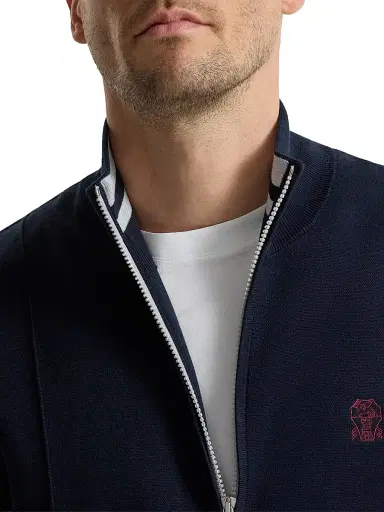 Brunello Cucinelli Men's Cotton and Silk French Terry Double Knit Vest with Logo - Blue - Size XXXL | Thumbnail 5 Brunello Cucinelli Men's Cotton and Silk French Terry Double Knit Vest with Logo - Blue - Size XXXL | Thumbnail 5