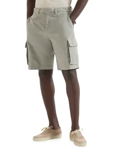 Brunello Cucinelli Men's Bermuda Shorts in Twisted Cotton Gabardine with Cargo Pockets - Khaki - Size 48 | Thumbnail 2