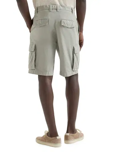 Brunello Cucinelli Men's Bermuda Shorts in Twisted Cotton Gabardine with Cargo Pockets - Khaki - Size 48 | Thumbnail 4