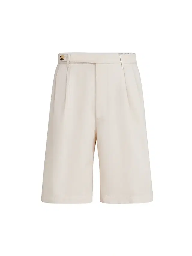 Men's Bermuda Shorts in Twisted Cotton Gabardine with Pleats - Off White