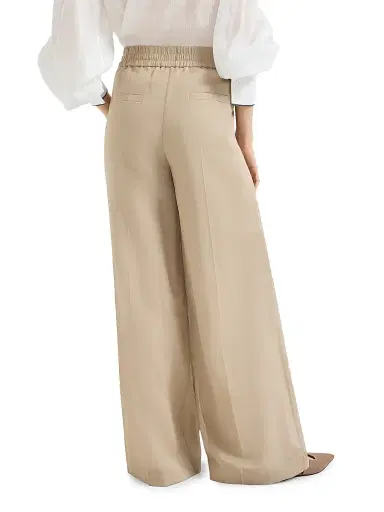 Brunello Cucinelli Women's Cotton Organza Loose Track Trousers - Beige - Size 14 | Thumbnail 3