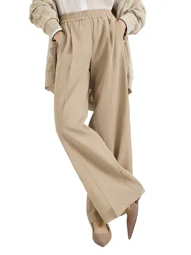 Brunello Cucinelli Women's Cotton Organza Loose Track Trousers - Beige - Size 14 | Thumbnail 4