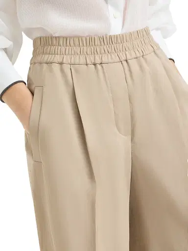 Brunello Cucinelli Women's Cotton Organza Loose Track Trousers - Beige - Size 14 | Thumbnail 5