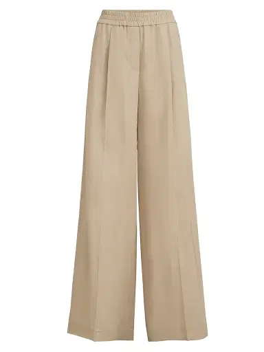 Brunello Cucinelli Women's Cotton Organza Loose Track Trousers - Beige - Size 14 | Thumbnail 1