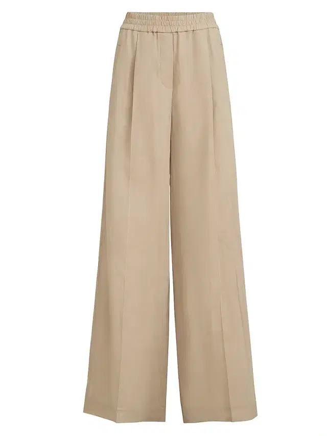 Brunello Cucinelli Women's Cotton Organza Loose Track Trousers - Beige
