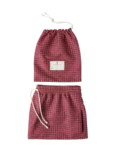 Brunello Cucinelli Men's Flower Print Nylon Swim Shorts - Cherry - Size XXXL | Thumbnail 4