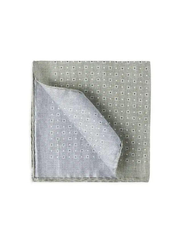 Brunello Cucinelli Men's Silk Patterned Pocket Square - Khaki