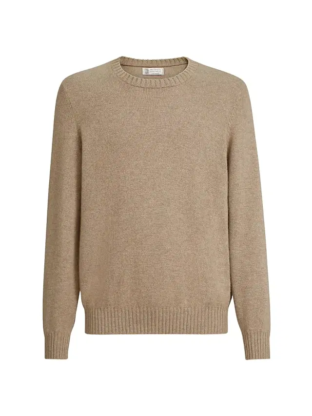 Brunello Cucinelli Men's Cashmere Sweater - Light Brown