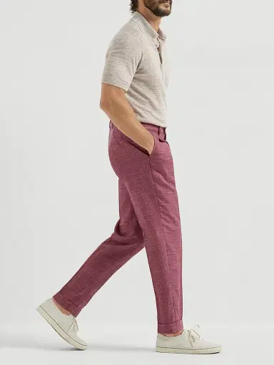 Brunello Cucinelli Men's Slubbed Virgin Wool, Silk and Linen Hopsack Pleated Trousers - Coral | Thumbnail 5