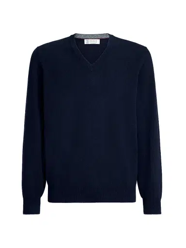 Brunello Cucinelli Men's Cashmere Sweater - Navy Blue - Size 46 | Thumbnail 1 Brunello Cucinelli Men's Cashmere Sweater - Navy Blue - Size 46 | Thumbnail 1