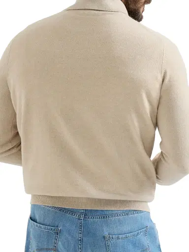 Brunello Cucinelli Men's Cashmere Knit Polo Shirt - Sand | Thumbnail 3 Brunello Cucinelli Men's Cashmere Knit Polo Shirt - Sand | Thumbnail 3