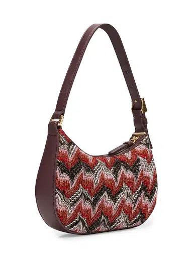 Missoni Women's Mini Chevron Raschel & Leather Hobo Bag - Red Multi | Thumbnail 5 Missoni Women's Mini Chevron Raschel & Leather Hobo Bag - Red Multi | Thumbnail 5