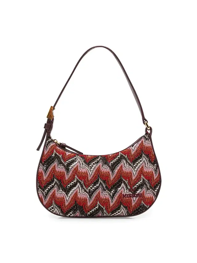Women's Mini Chevron Raschel & Leather Hobo Bag - Red Multi