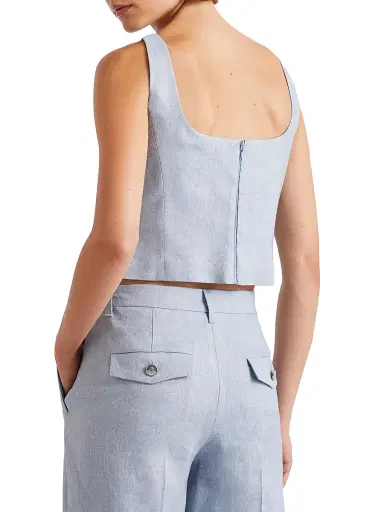 Marella Women's Stretch Linen and Viscose Top - Light Blue - Size 12 | Thumbnail 3