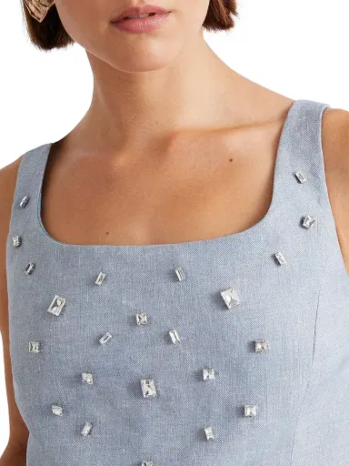 Marella Women's Stretch Linen and Viscose Top - Light Blue - Size 12 | Thumbnail 4