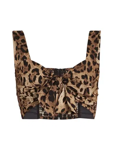 Dolce & Gabbana Women's Leopard-Print Cotton Tie-Front Top - Leo New - Size 0 | Thumbnail 1