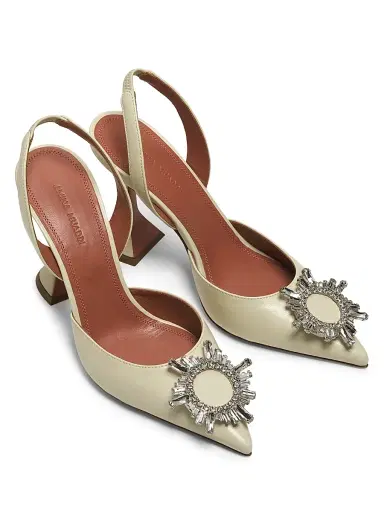 Amina Muaddi Women's Begum 95MM Crystal-Embellished Leather Slingback Pumps | Thumbnail 4 Amina Muaddi Women's Begum 95MM Crystal-Embellished Leather Slingback Pumps | Thumbnail 4