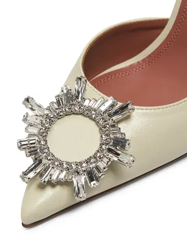 Amina Muaddi Women's Begum 95MM Crystal-Embellished Leather Slingback Pumps | Thumbnail 5 Amina Muaddi Women's Begum 95MM Crystal-Embellished Leather Slingback Pumps | Thumbnail 5