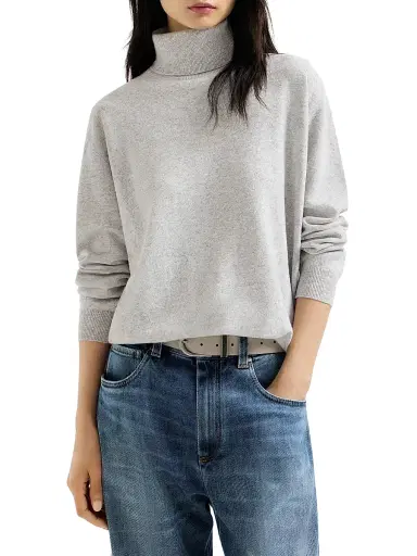 Brunello Cucinelli Women's Cashmere Turtleneck Sweater with Monili - Pebble - Size XXS | Thumbnail 2