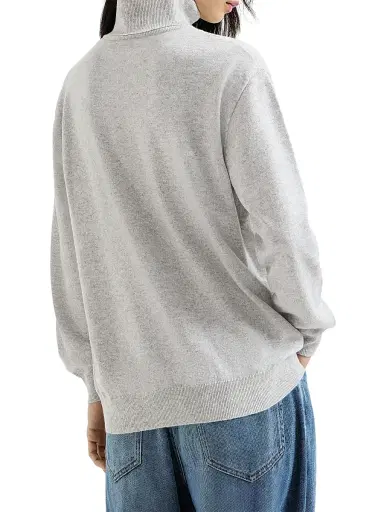 Brunello Cucinelli Women's Cashmere Turtleneck Sweater with Monili - Pebble - Size XXS | Thumbnail 3