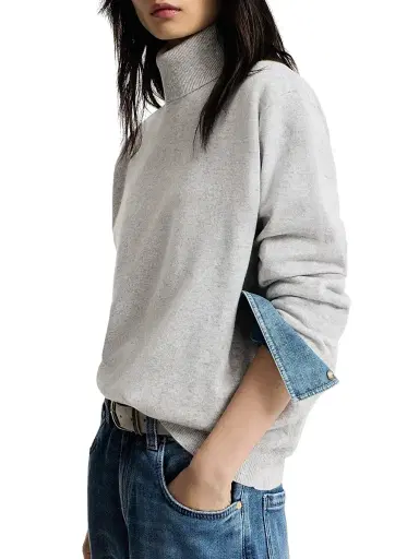 Brunello Cucinelli Women's Cashmere Turtleneck Sweater with Monili - Pebble - Size XXS | Thumbnail 4