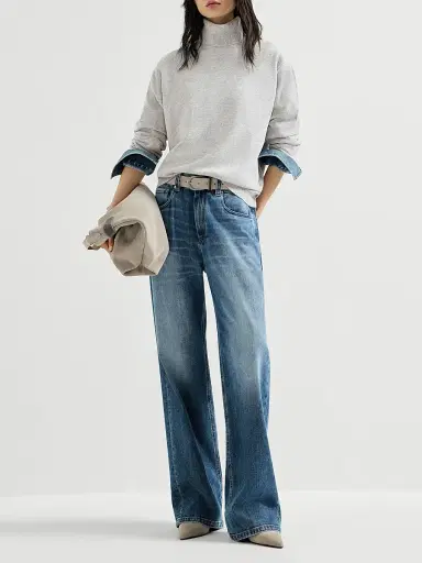 Brunello Cucinelli Women's Cashmere Turtleneck Sweater with Monili - Pebble - Size XXS | Thumbnail 6