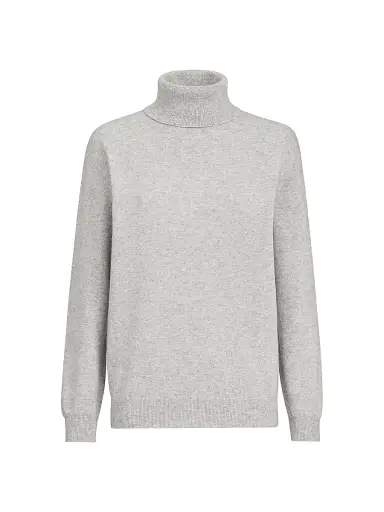 Brunello Cucinelli Women's Cashmere Turtleneck Sweater with Monili - Pebble - Size XXS | Thumbnail 1