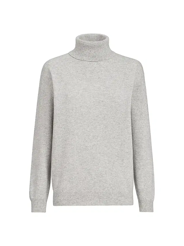 Brunello Cucinelli Women's Cashmere Turtleneck Sweater with Monili - Pebble